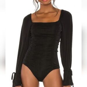 Intimately Free People Meant To Be Bodysuit in Black Long Sleeve Top Size Small